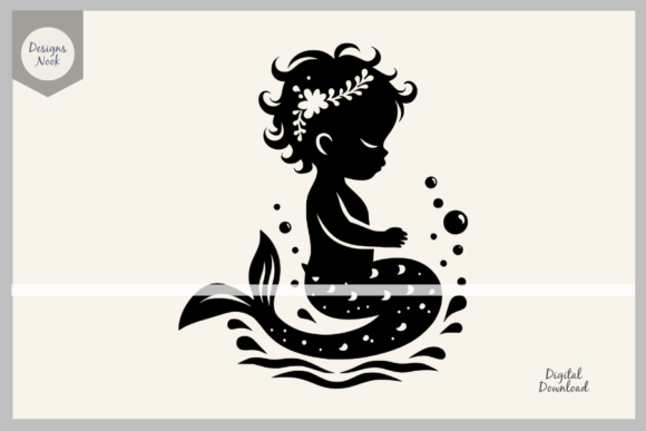 Download Baby Mermaid SVG File Clipart Silhouette - Mermaid svg Collection