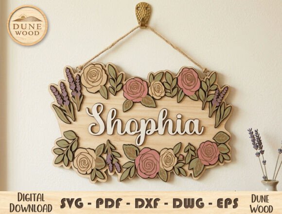 Download Floral Name Sign Laser Cut File - Premium Resources