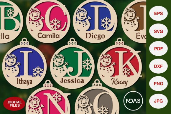 Download A to Z Alphabet Christmas Ornament SVG - Premium Resources