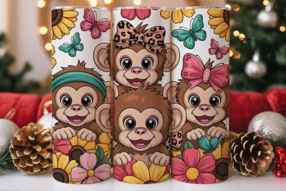 Download Cute Monkeys and Sunflowers 20oz Tumbler - Cute monkeys Collection