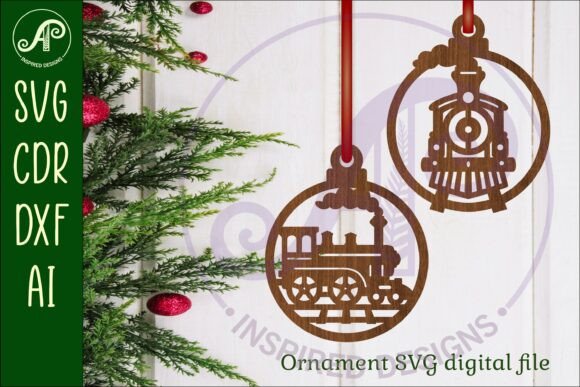Download Steam Train Theme Christmas Ornament SVG - Train theme Collection