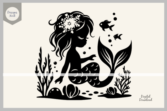 Download Baby Mermaid SVG File Clipart Silhouette - Mermaid svg Collection