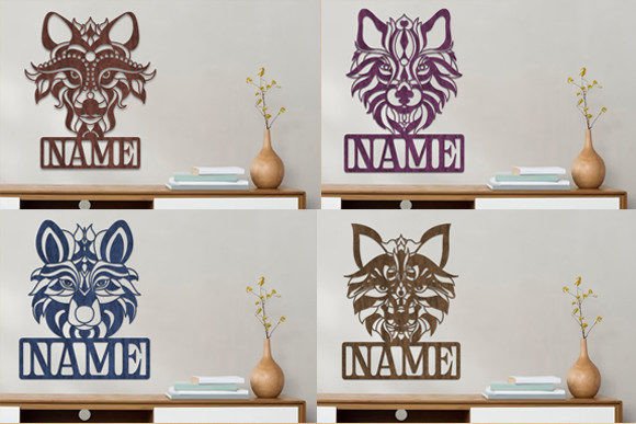 Download Laser Cut Wolf Wooden Name Sign Svg Set - Wooden name Collection