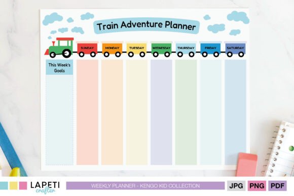 Download Kids Train Themed Weekly Planner - Train theme Collection