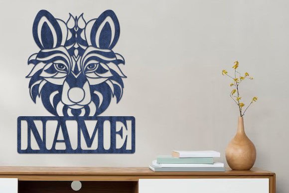 Download Laser Cut Wolf Head Wooden Name Sign Svg - Wooden name Collection