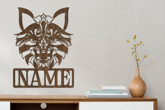 Download Laser Cut Wolf Head Wooden Name Sign Svg - Wooden name Collection