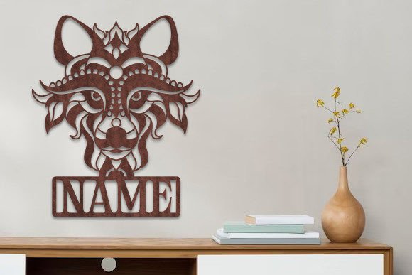 Download Laser Cut Wolf Head Wooden Name Sign Svg - Wooden name Collection