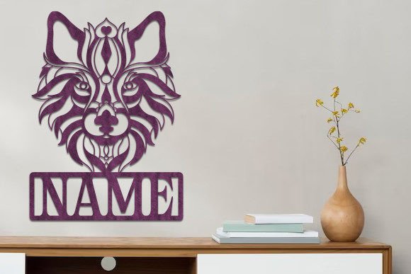 Download Laser Cut Wolf Head Wooden Name Sign Svg - Wooden name Collection