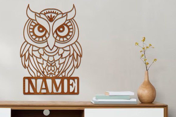 Download Owl Laser Cutting Wooden Name Sign Svg - Premium Resources