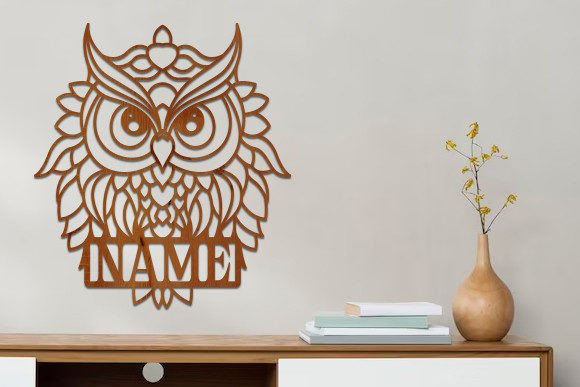 Download Owl Laser Cutting Wooden Name Sign Svg - Premium Resources