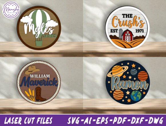 Download Round Kids Name Sign Laser Cut Bundle - Kids name sign Collection
