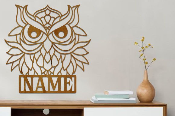 Download Owl Laser Cutting Wooden Name Sign Svg - Wooden name Collection